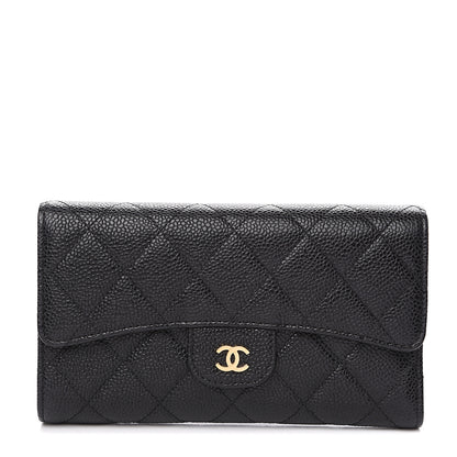 Chanel Caviar Quilted Long Flap Wallet Black 1 of 9