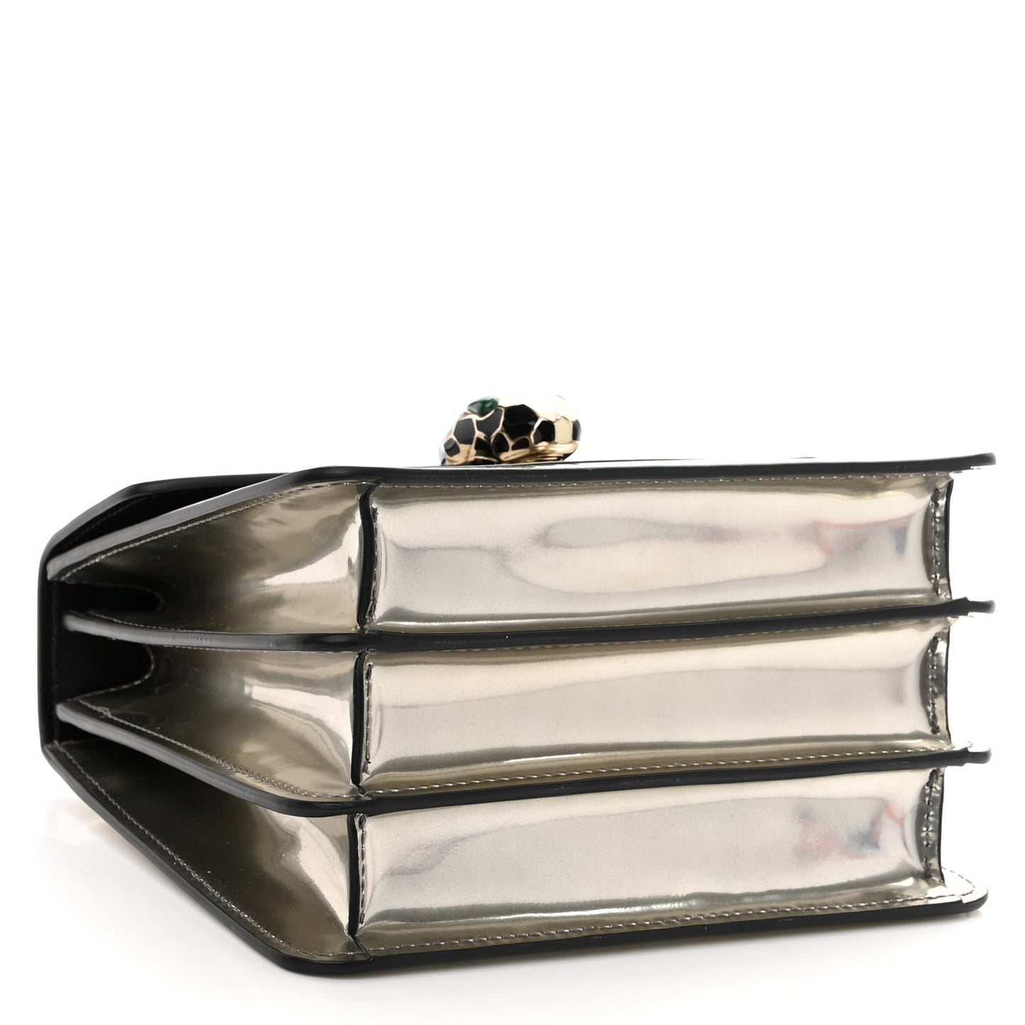 Metallic Calfskin Serpenti Forever Top Handle Silver