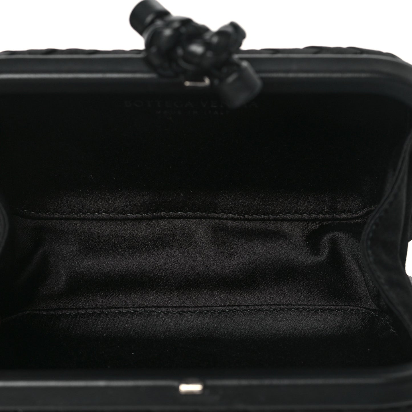 Satin Intreccio Impero Knot Clutch Black