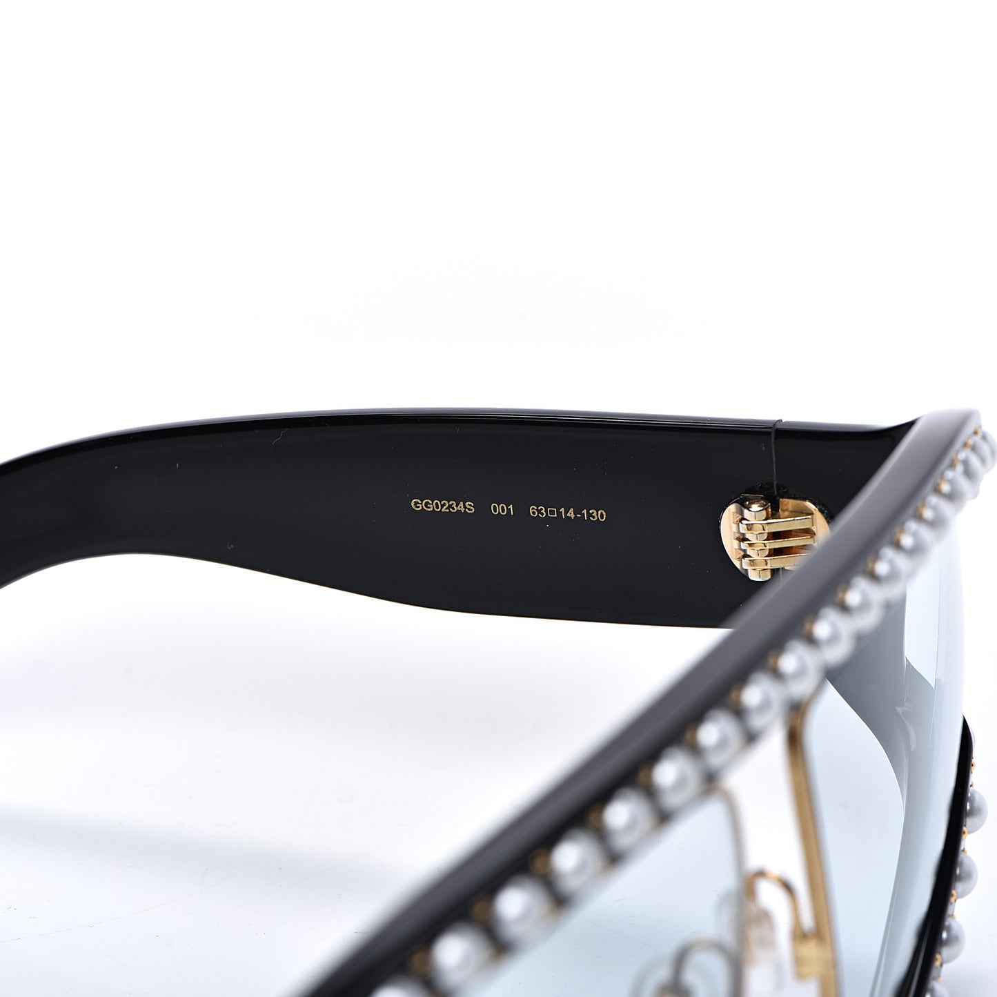 Acetate Pearl Rectangular Frame Sunglasses GG0234S Black