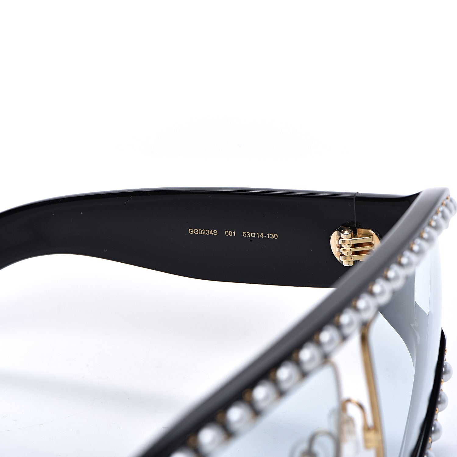 Gucci Acetate Pearl Rectangular Frame Sunglasses GG0234S Black 6 of 6