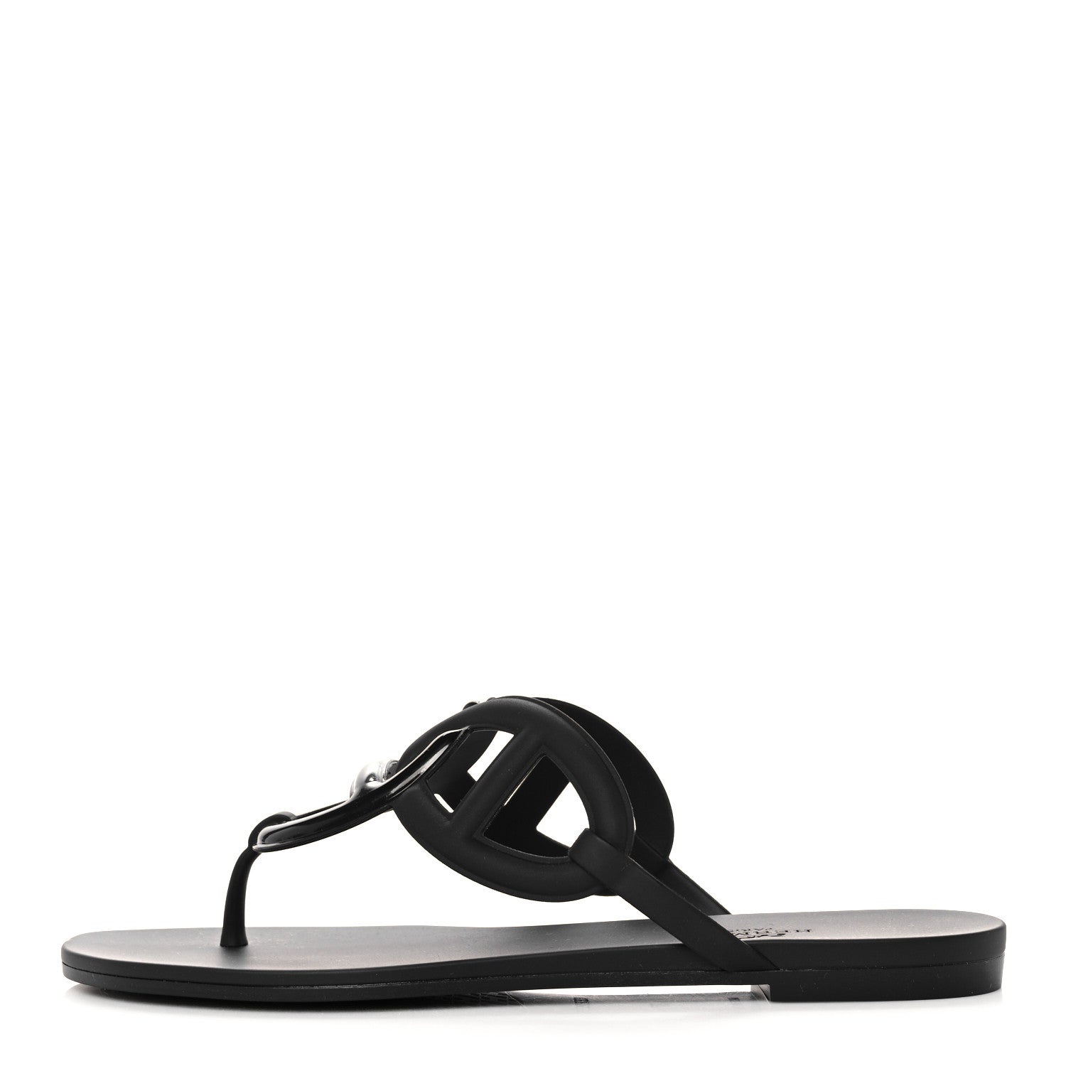 Hermes Rubber Womens Egerie Sandals 37 Black 1 of 9