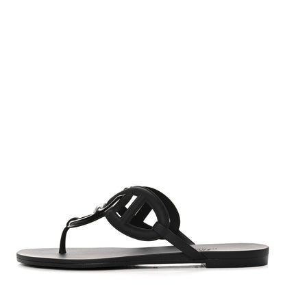 Hermes Rubber Womens Egerie Sandals 37 Black 1 of 9