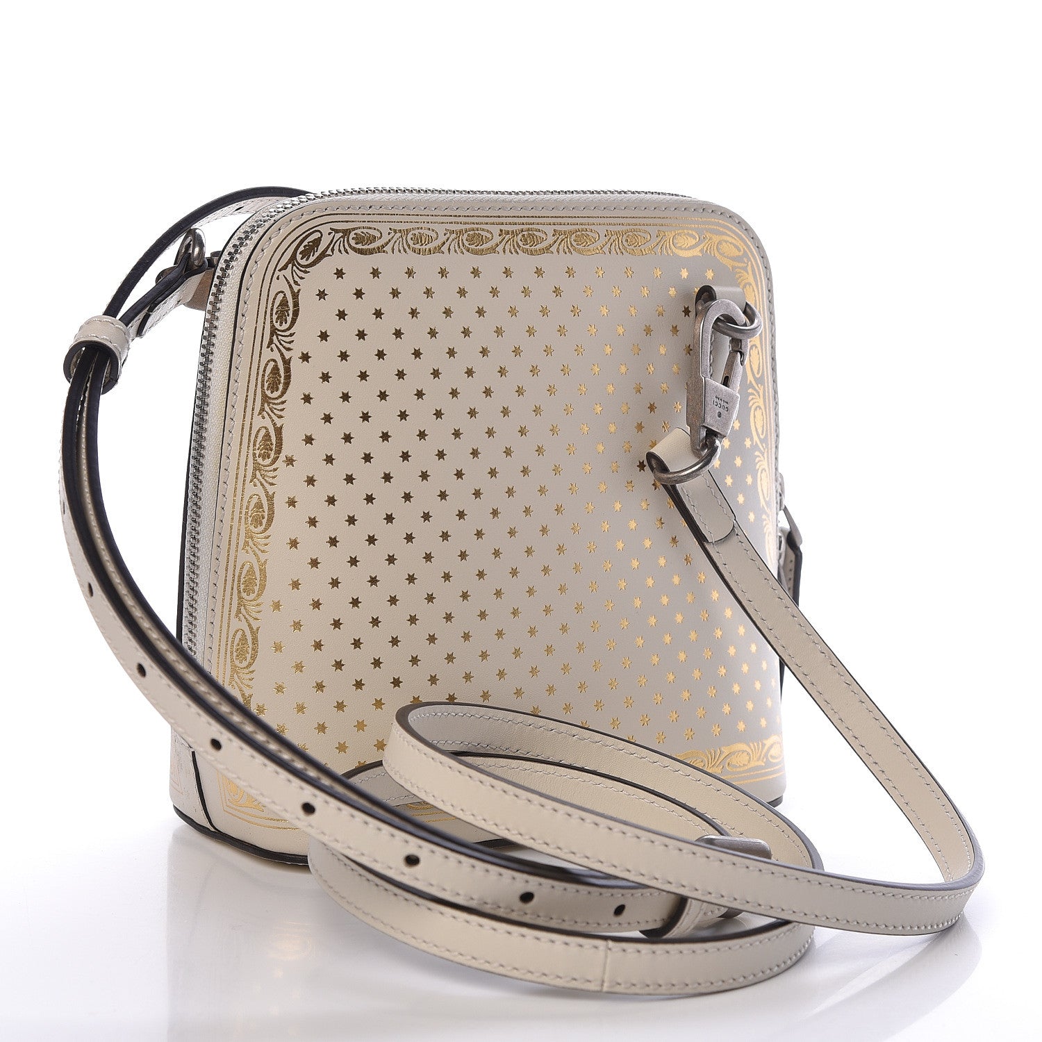 Gucci X SEGA Calfskin GUCCY Stars Mini Dome Shoulder Bag Mystic White Gold 3 of 10
