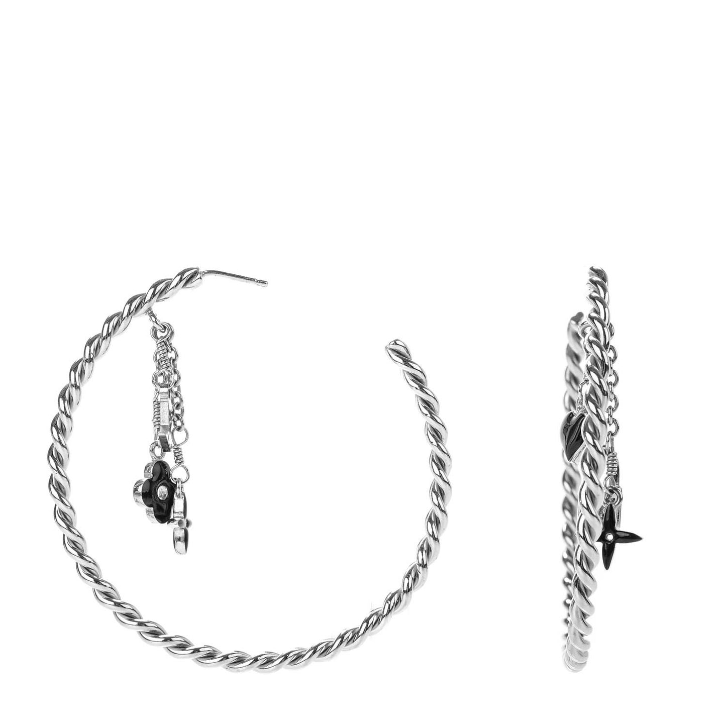 Sweet Monogram Creole Hoop Earrings Silver