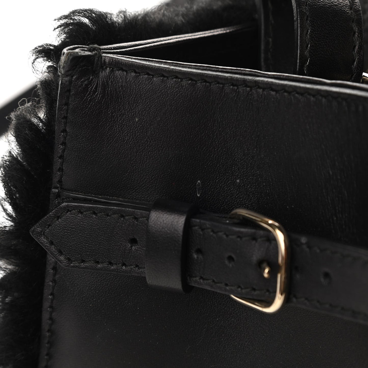Shearling Calfskin Padlock Nude Work XS Bag Black