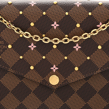 Louis Vuitton Damier Ebene Studded Pochette Felicie Chain Wallet 10 of 13