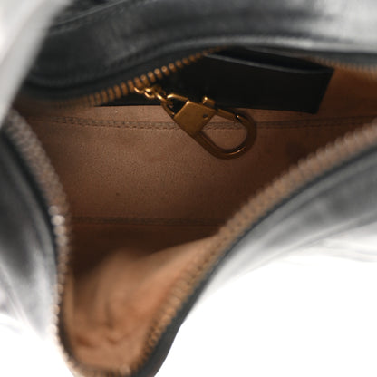 Gucci Calfskin Matelasse Chevron Mini GG Marmont Half Moon Hobo Black 5 of 12