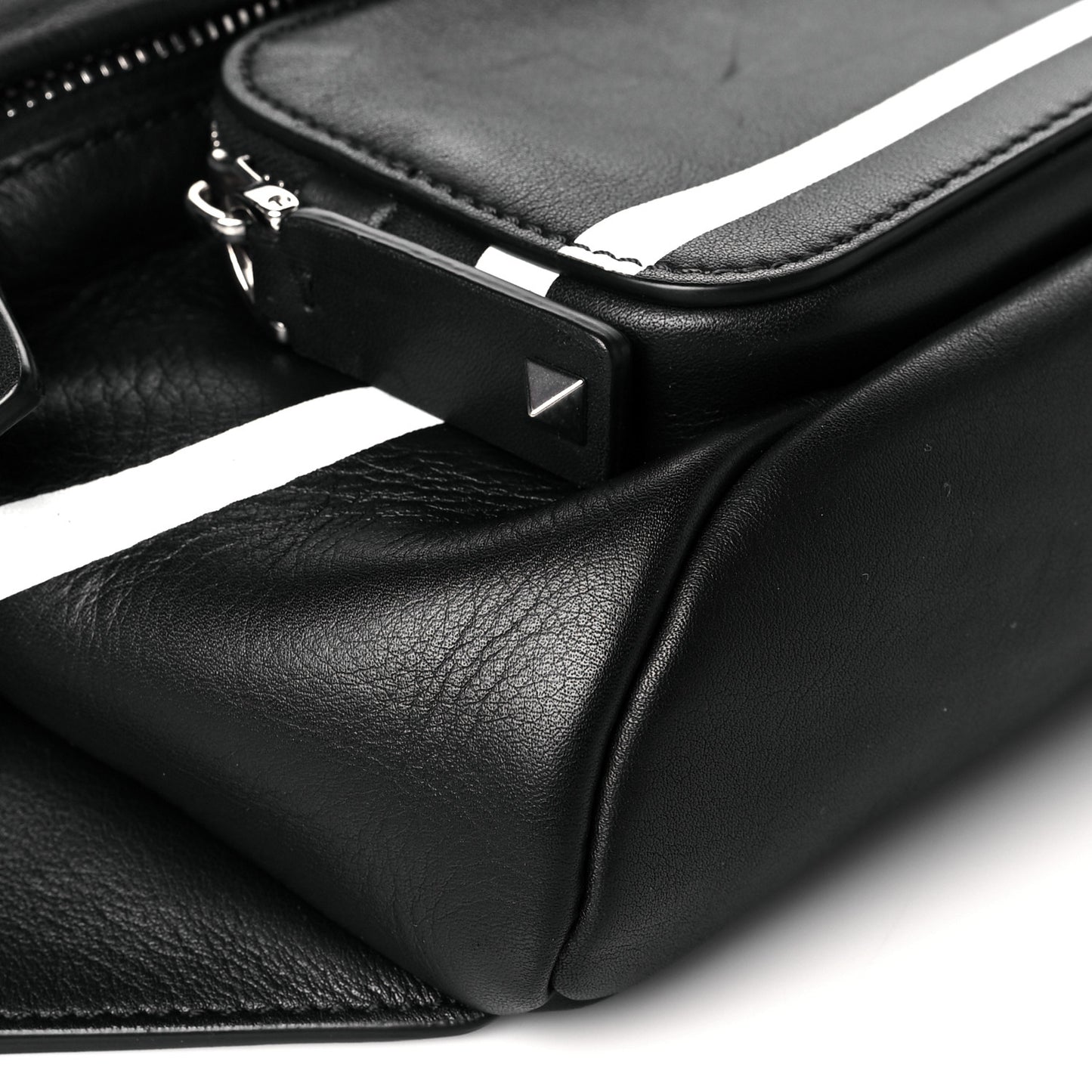 Calfskin Go Logo Belt Bag Black White