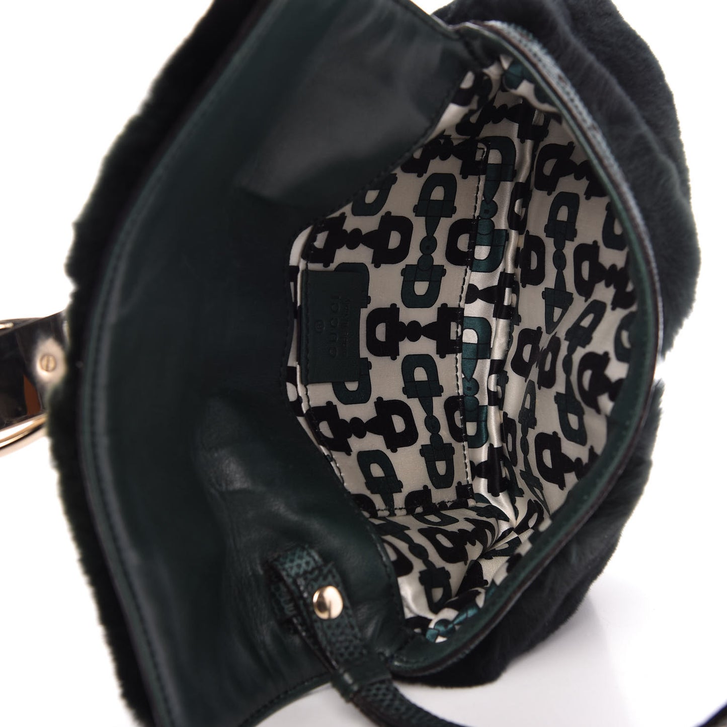 Mink Fur Lizard Crystal Wristlet Green