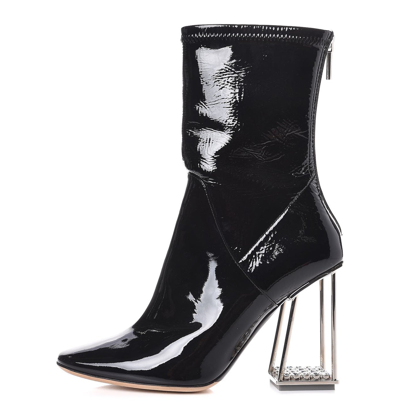 Patent Crystal Short Boots 38 Black