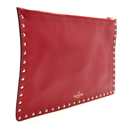 Valentino Garavani Vitello Large Rockstud Zip Pouch Red 3 of 6