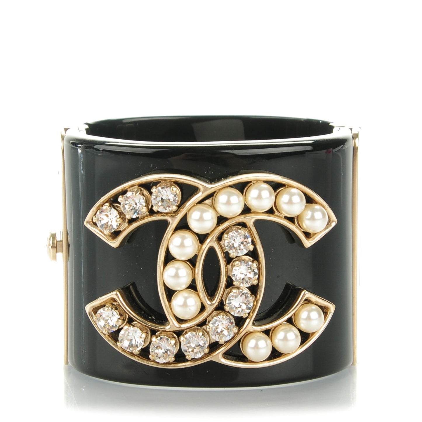 Resin Crystal Pearl CC Cuff Black