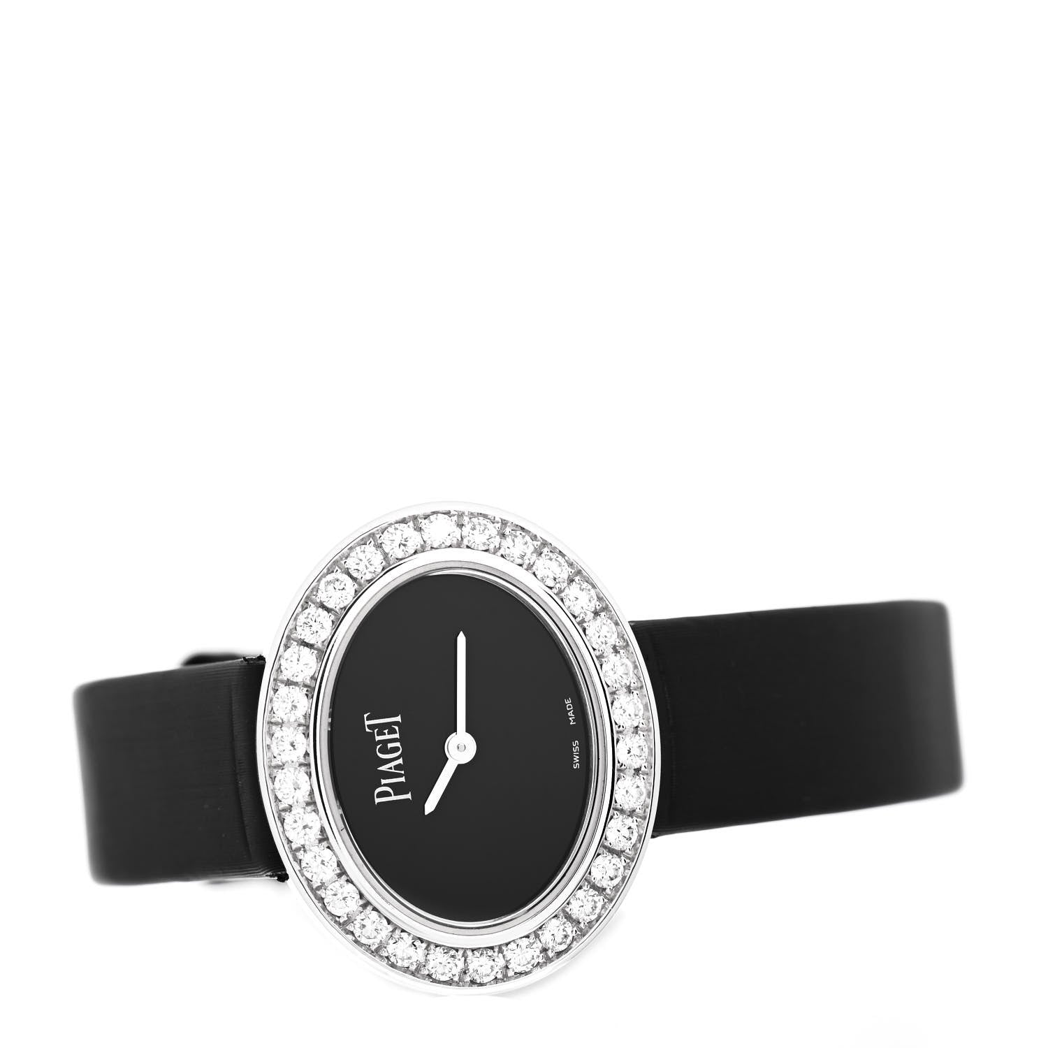 Piaget 18K White Gold Satin Diamond Bezel 28mm Limelight Quartz Watch Black 2 of 5