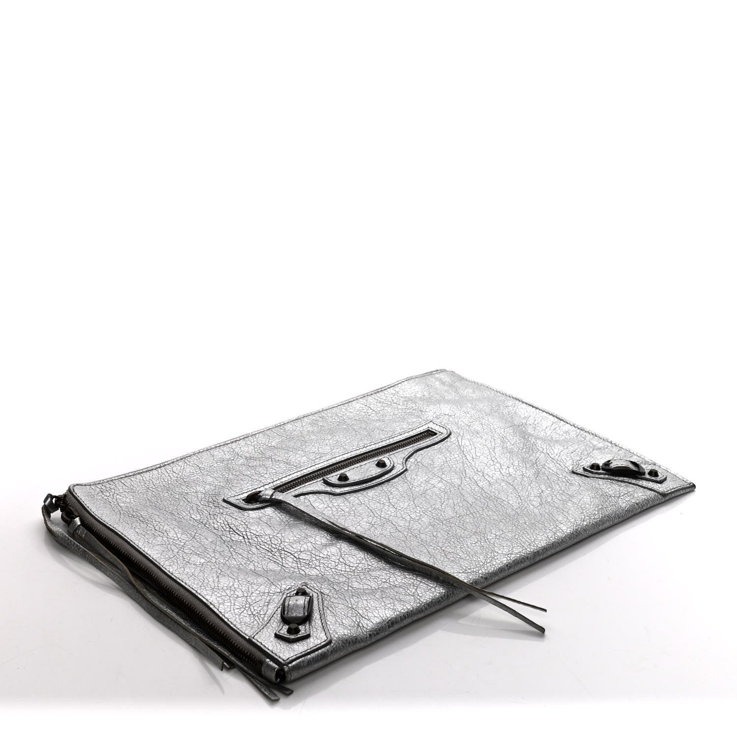 Balenciaga Agneau Classic Hardware Small Pouch Gris Aluminum 4 of 10