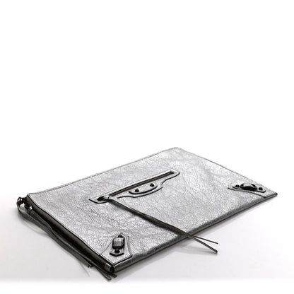 Balenciaga Agneau Classic Hardware Small Pouch Gris Aluminum 4 of 10