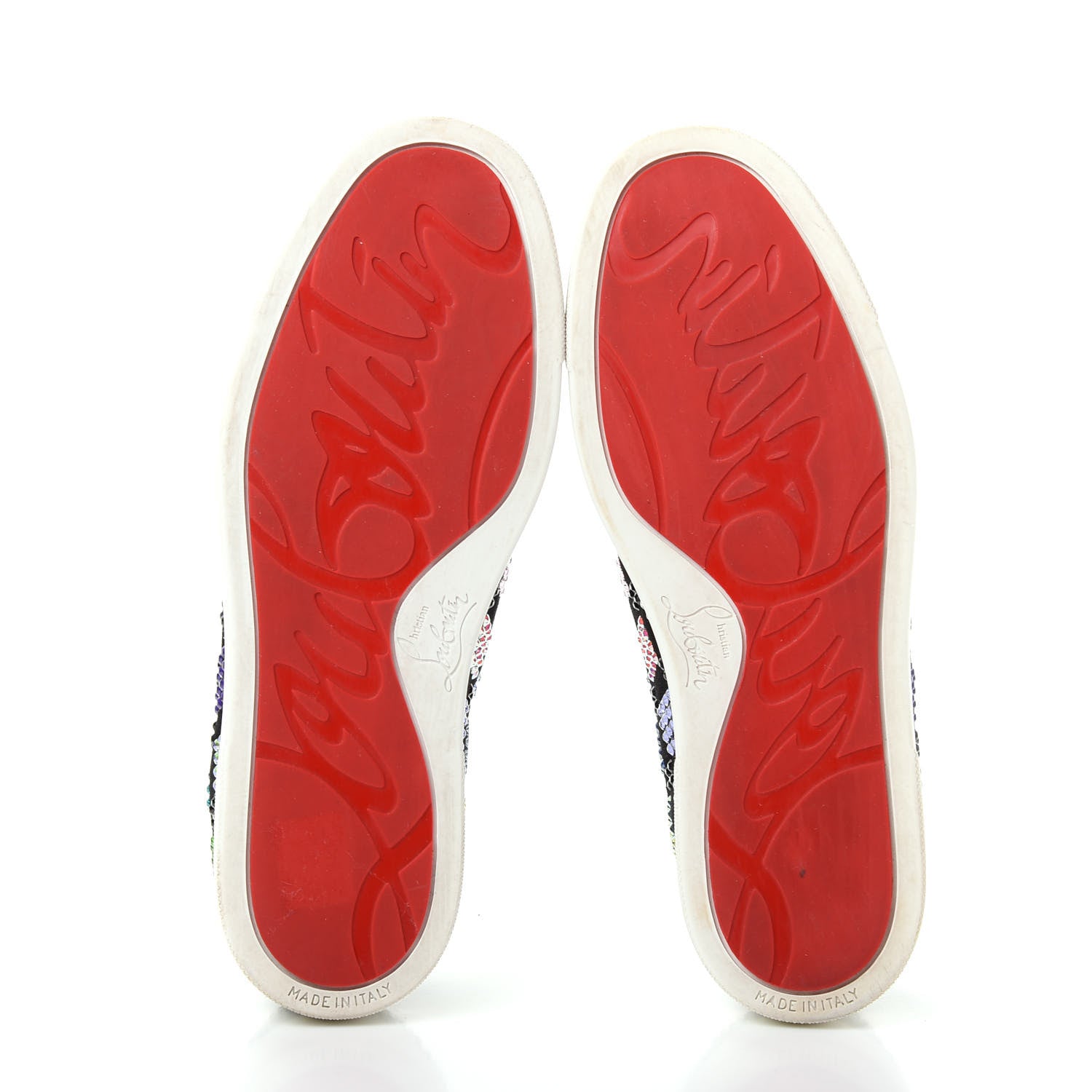 Christian Louboutin Veau Velours Crystal Womens Pik Boat Sneakers 36 Black Multicolor 6 of 10