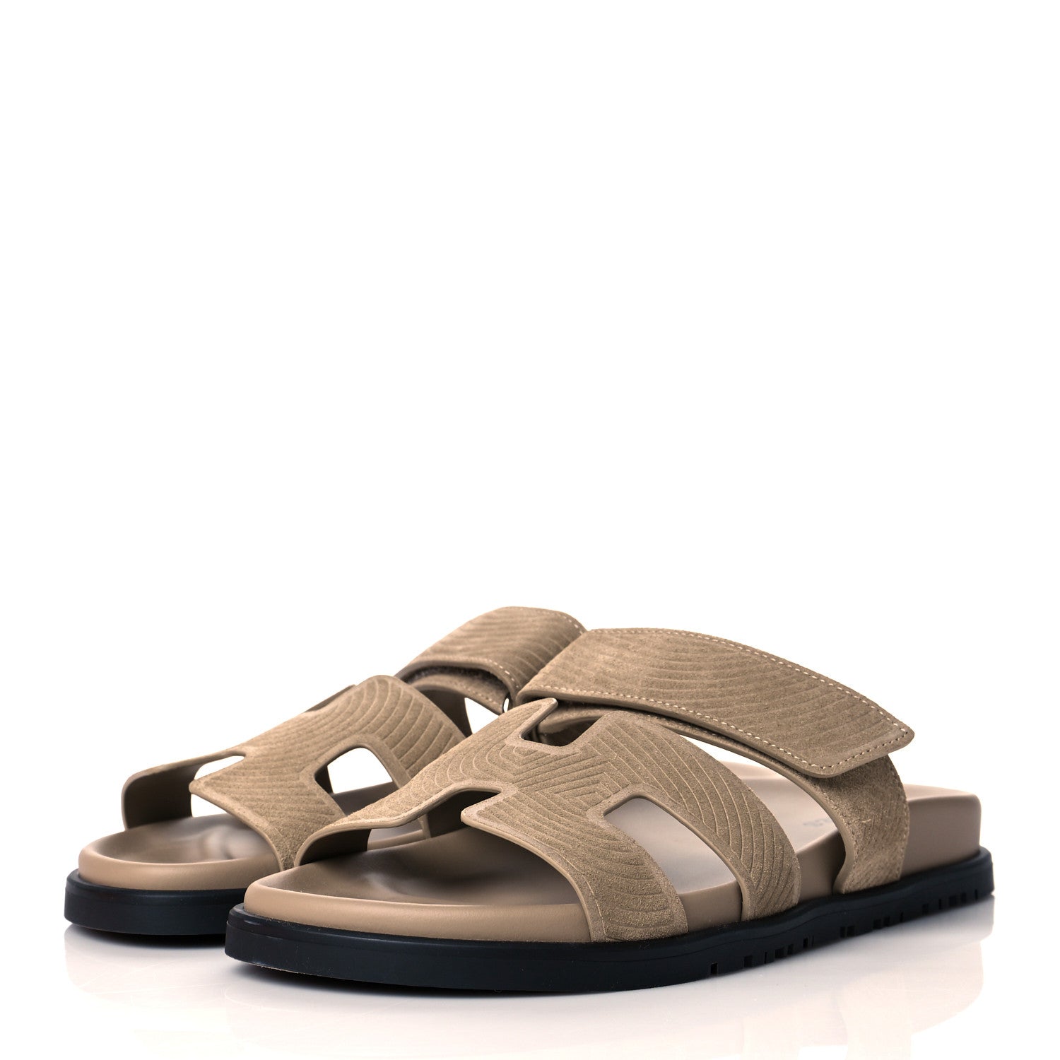 Hermes Suede Goatskin Chaine d'Ancre Womens Chypre Sandals 37 Beige Sable 3 of 9