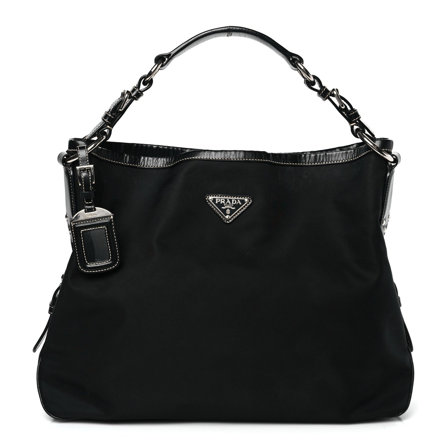 Tessuto Nylon Calfskin Hobo Black