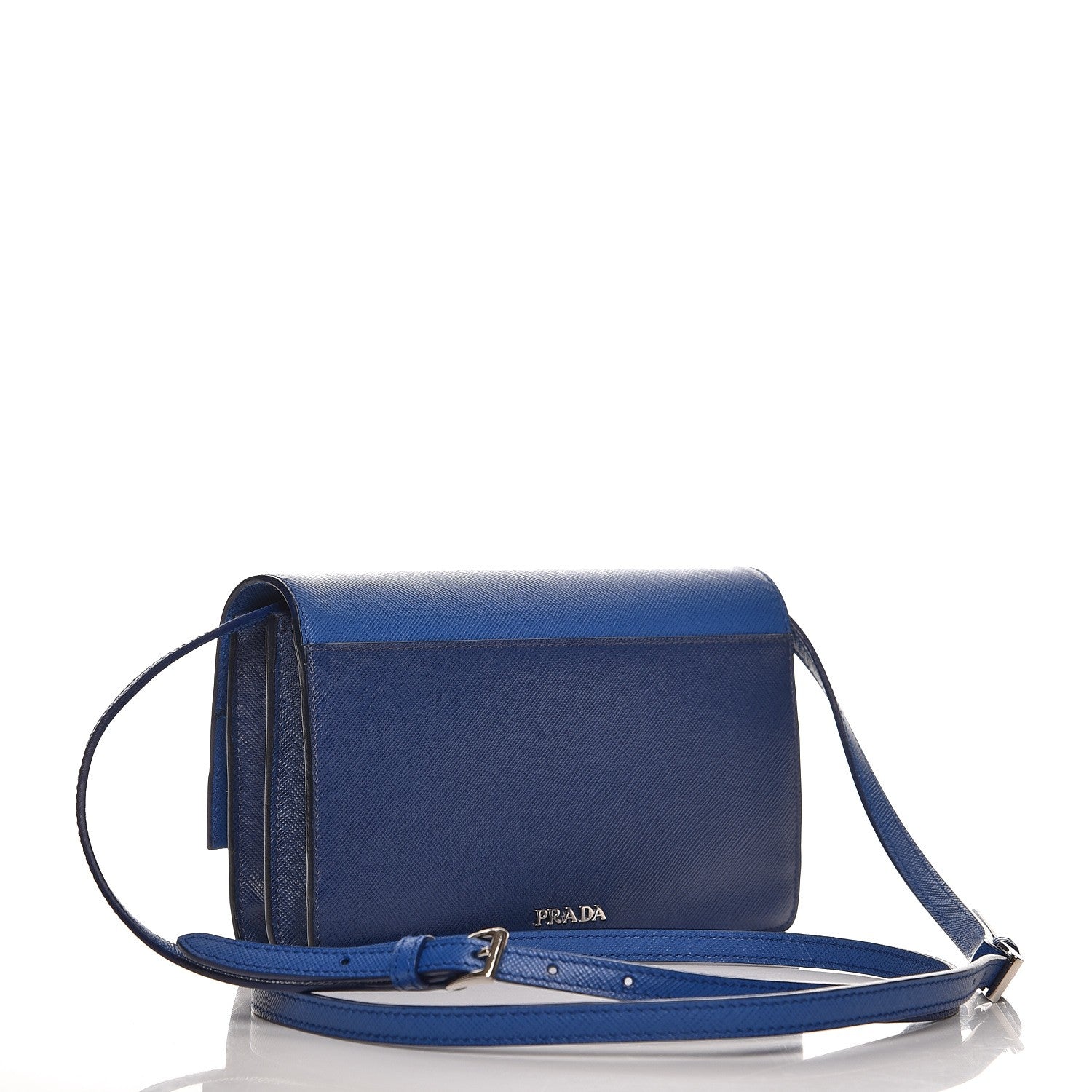 Prada Saffiano Lux Flap Crossbody Bleuette Azzurro 3 of 6