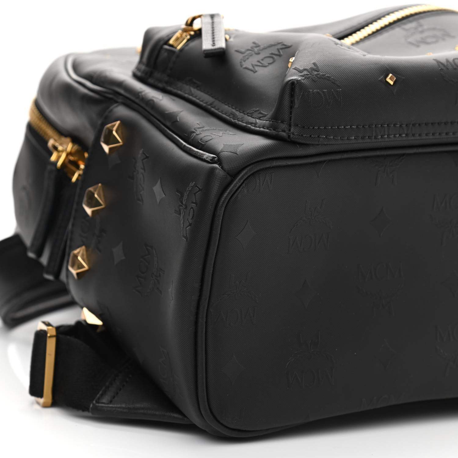 MCM Coated Canvas Medium Studded Backpack Black 9 of 12