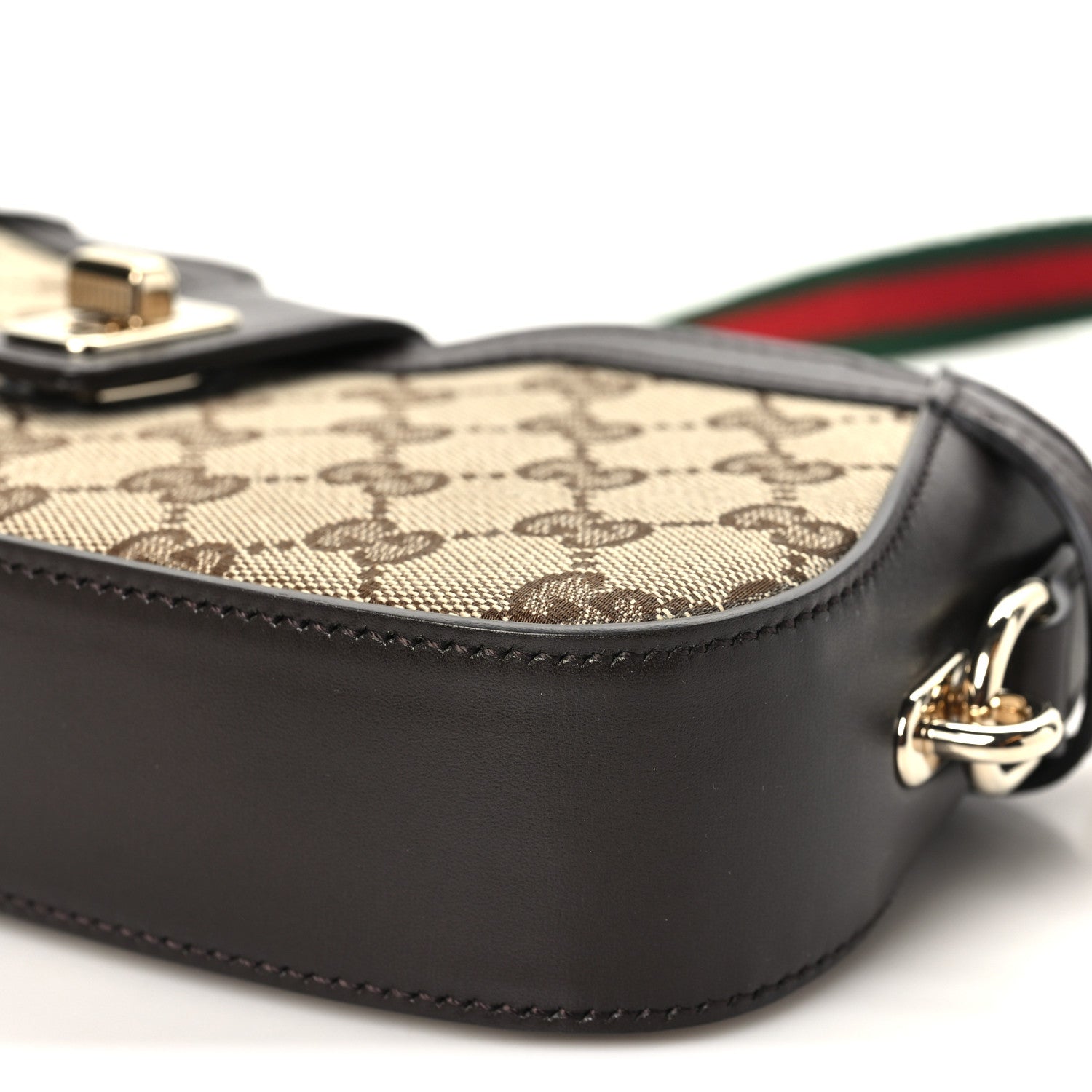 Gucci Calfskin Monogram Mini Moon Side Shoulder Bag Brown 9 of 9