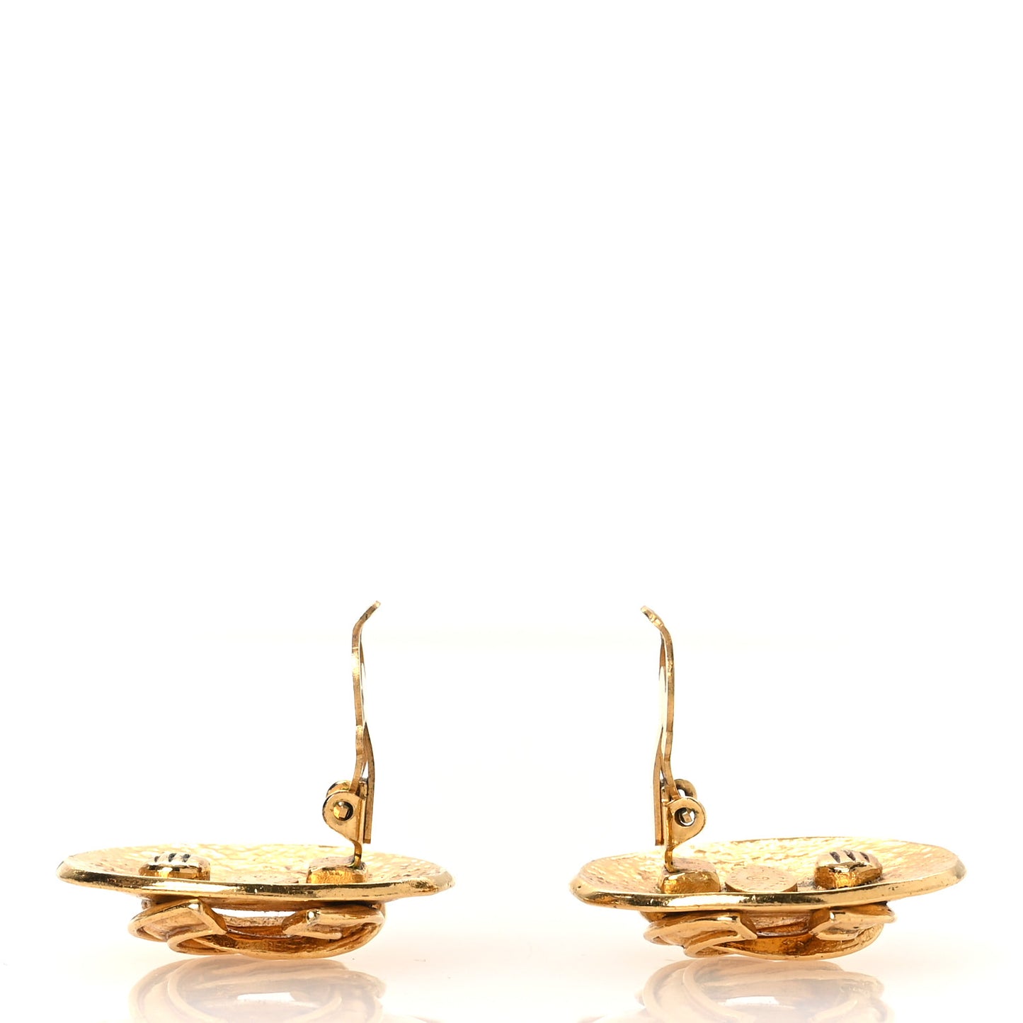 Oval CC Clip On Earrings Gold