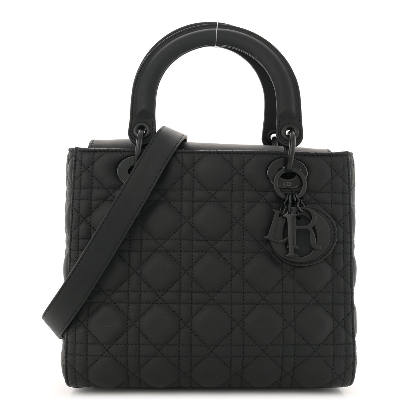 Ultra Matte Calfskin Cannage Medium Lady Dior Black