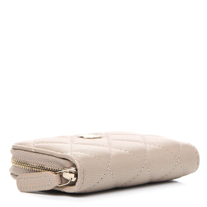 Chanel Iridescent Caviar Quilted Zip Around Coin Purse Beige 4 of 4