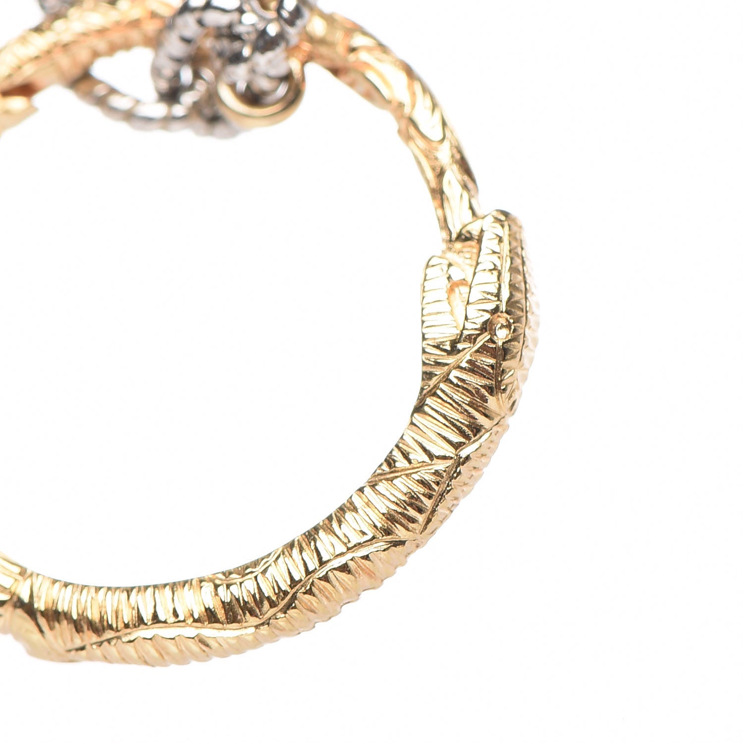 Gucci Sterling Silver 18K Yellow Gold Ouroboros Snake Ring Necklace 6 of 7