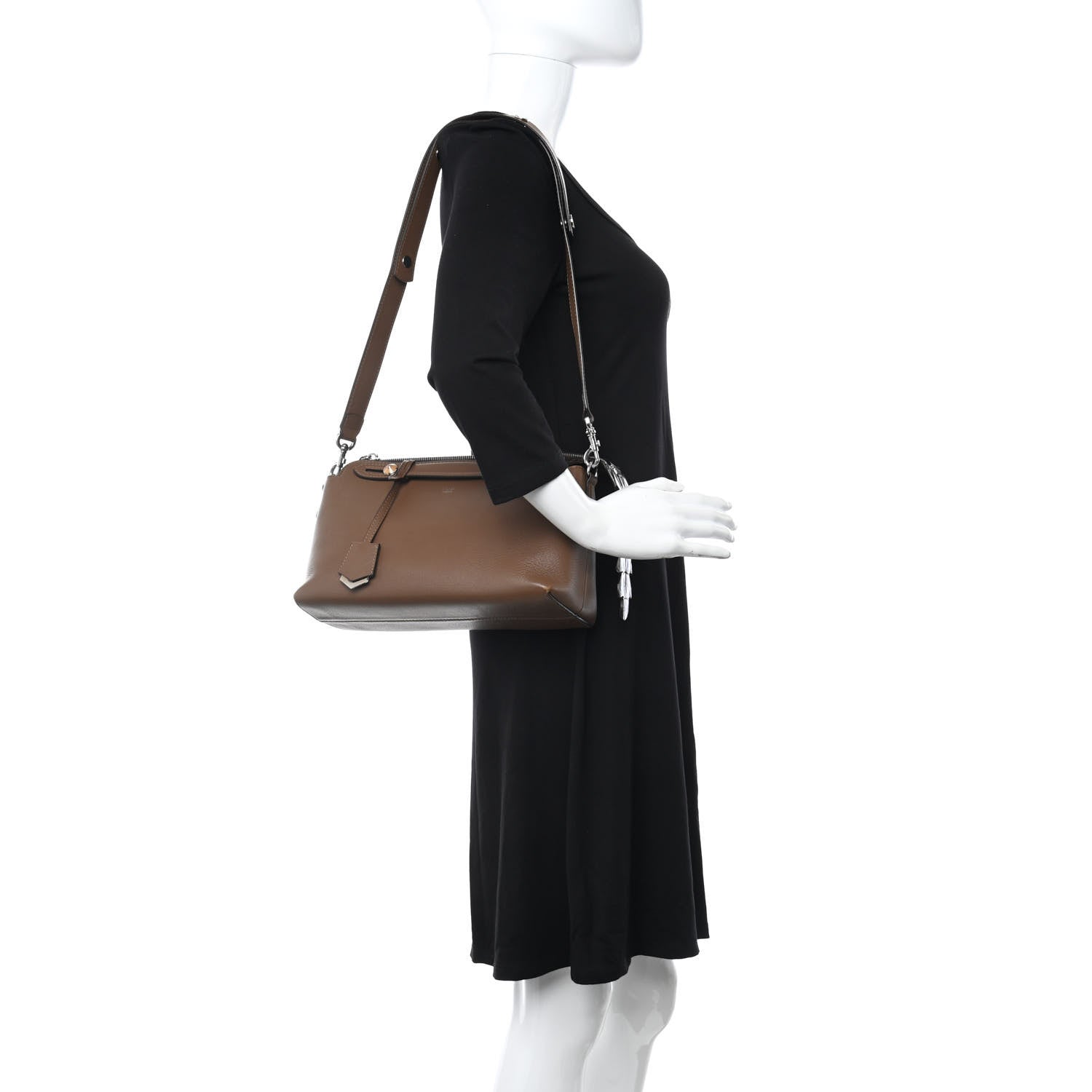 Fendi Vitello Dolce Croc Tail Medium By The Way Boston Bag Foresta Marrone 2 of 10