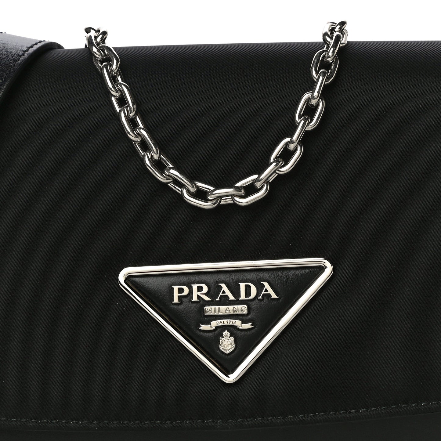 Nylon Calfskin Identity Shoulder Bag Black