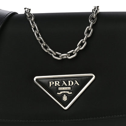 Prada Nylon Calfskin Identity Shoulder Bag Black 7 of 11