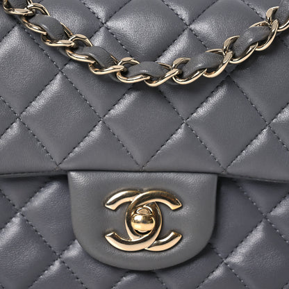 Chanel Lambskin Quilted Mini Rectangular Flap Dark Grey 10 of 20