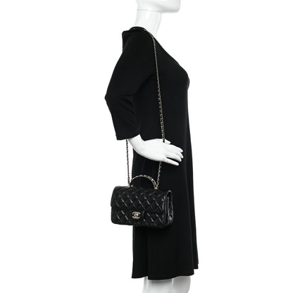 Chanel Lambskin Quilted Mini Crystal Top Handle Rectangular Flap Black 2 of 11