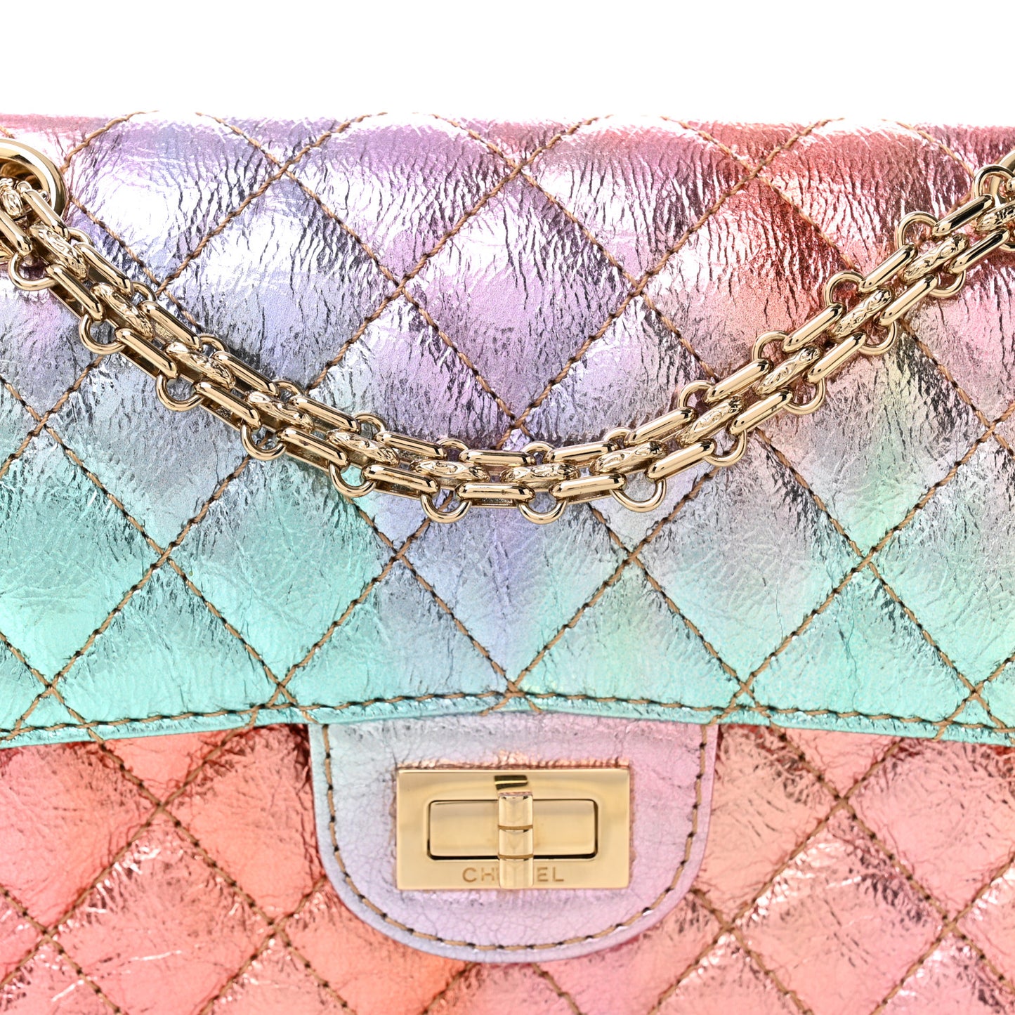 Metallic Goatskin Quilted Mini 2.55 Reissue Flap Multicolor