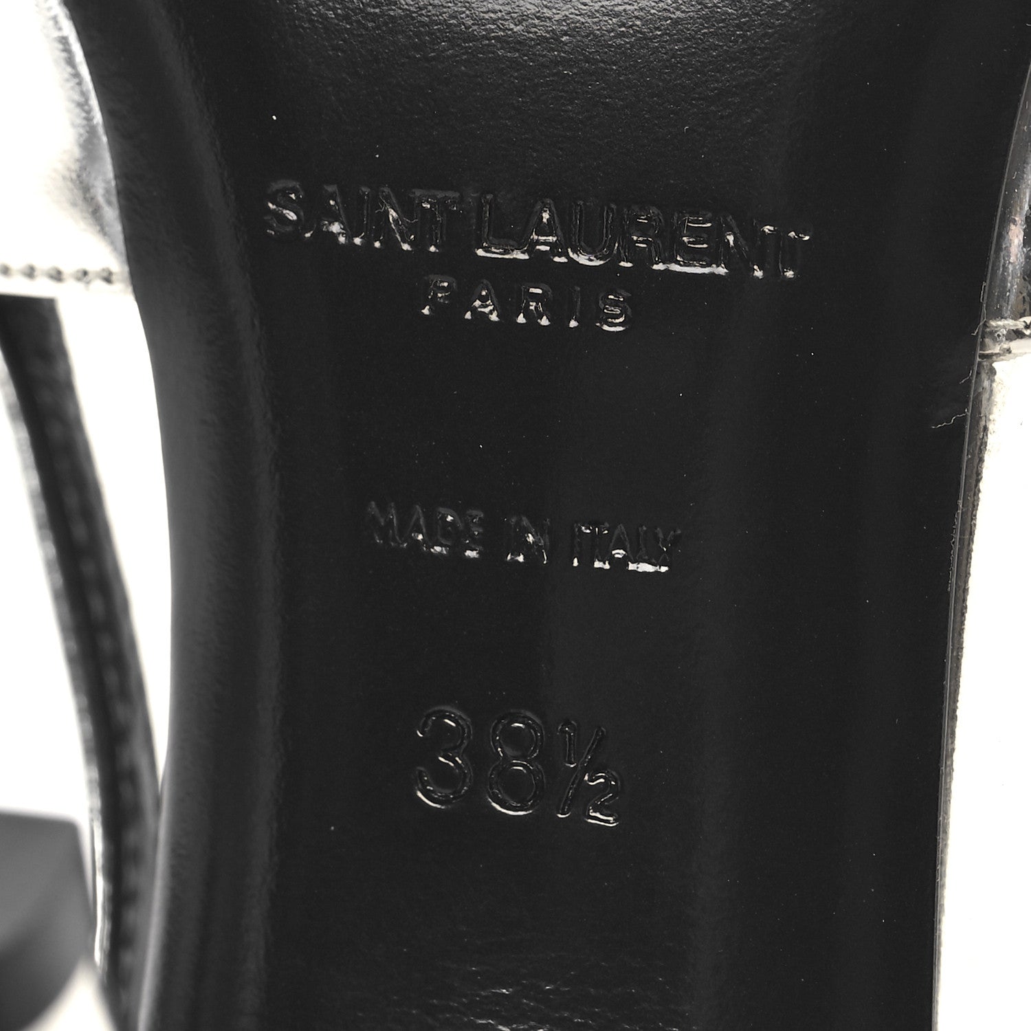 Saint Laurent Patent Tom 90 Dream Slingback Pumps 38.5 Argento 8 of 10