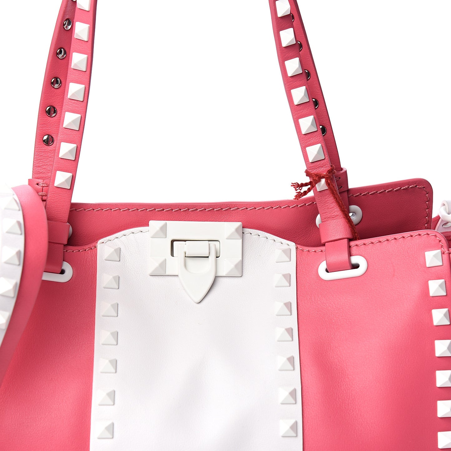 Vitello Colorblock Small Free Rockstud Tote Shadow Pink Optic White