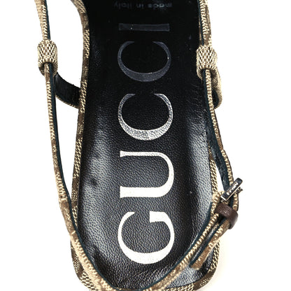 Gucci Monogram Malga Kid Square G 75mm Slingback Pumps 37.5 Beige Ebony New Acero 7 of 9