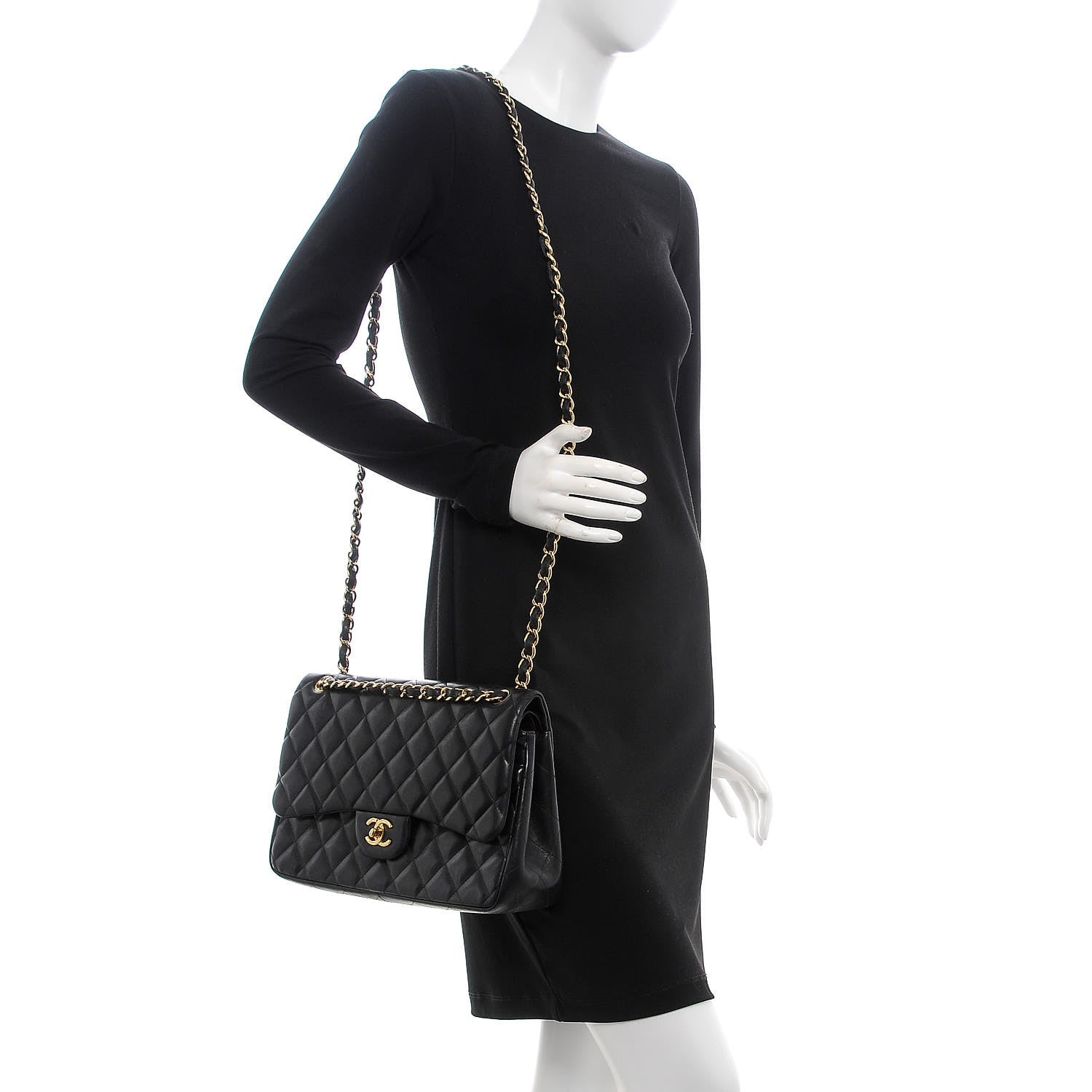 Chanel Lambskin Quilted Jumbo Double Flap Black 2 of 10
