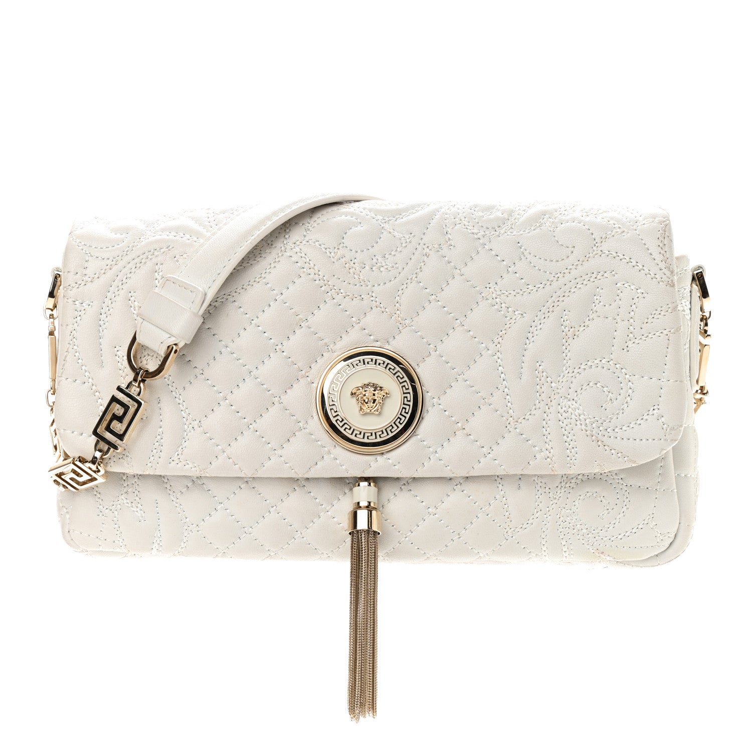 Versace Nappa Barocco Quilted Vanitas Medea Shoulder Bag White 1 of 13