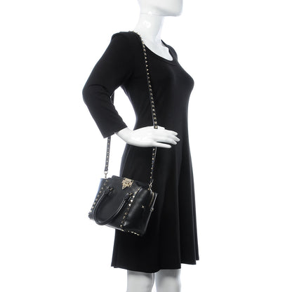 Valentino Garavani Vitello Mini Rockstud Double Handle Tote Black 2 of 11