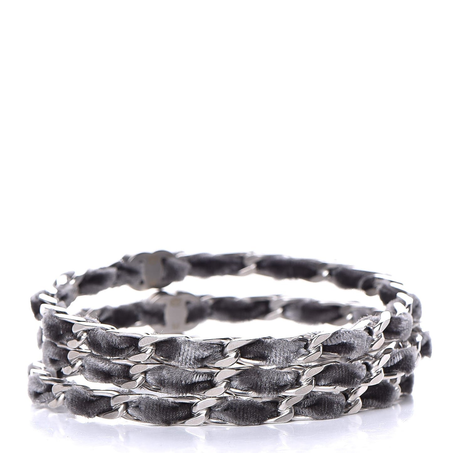 Velvet Chain CC Bangles Set of 3 Silver M
