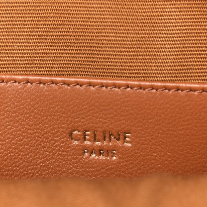 Celine Triomphe Canvas Embroidered Logo Round Purse On Strap Black Tan 6 of 9