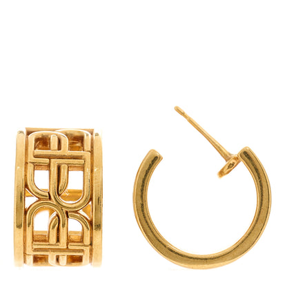 Balenciaga Metal BB Logo Hoop Earrings Gold 1 of 5