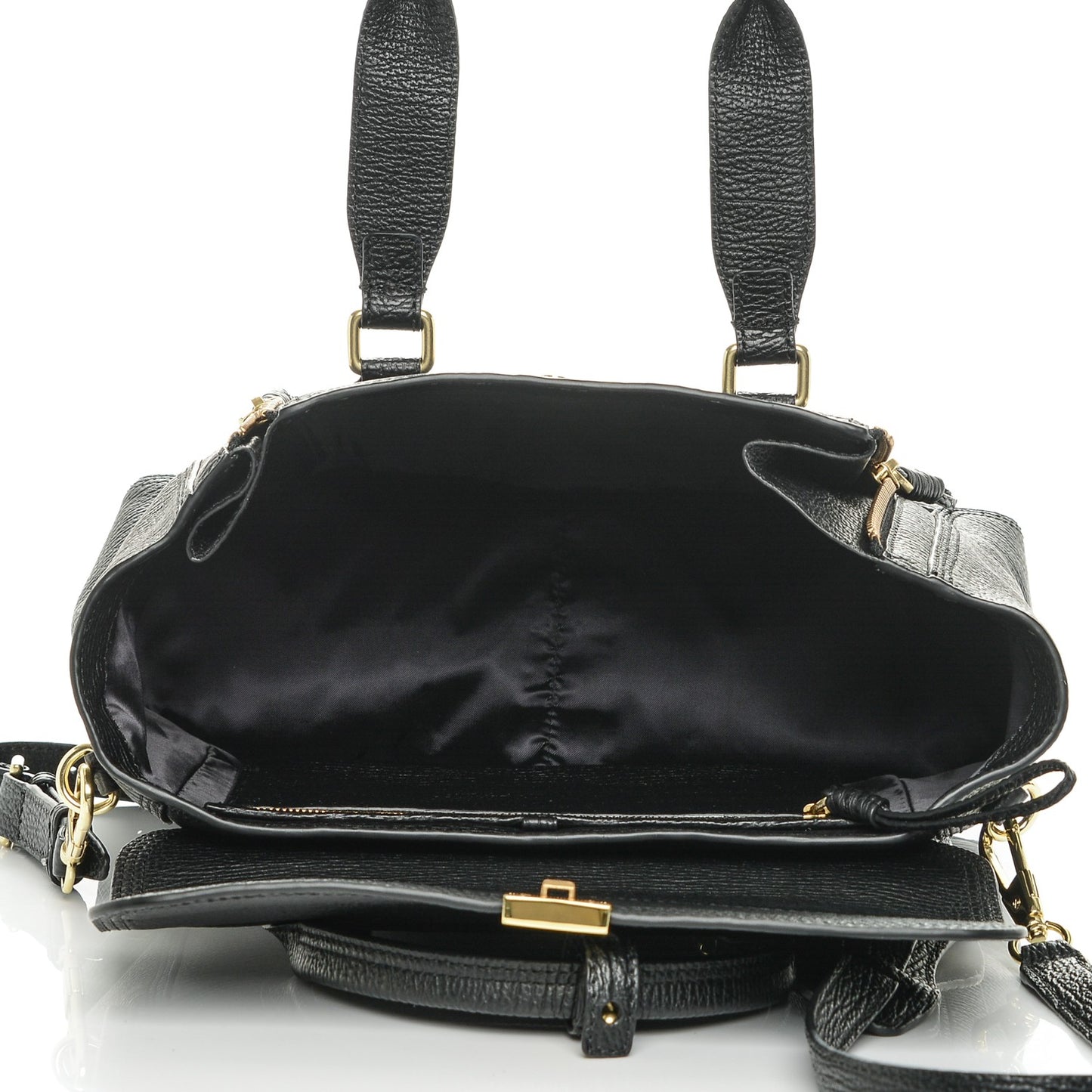 3.1 Textured Calfskin Medium Pashli Satchel Black