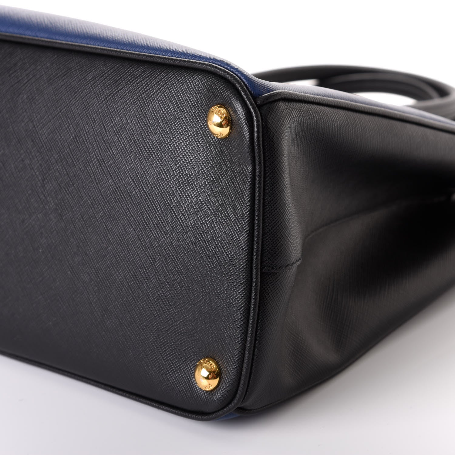 Prada Saffiano Lux Bi-Color Medium Tote Bluette Black 10 of 16