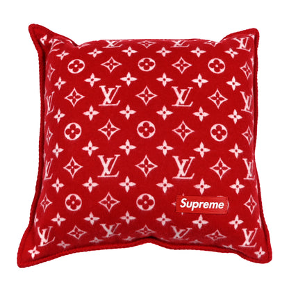 Louis Vuitton X SUPREME Wool Cashmere Cushion LV Pillow Red White 1 of 4