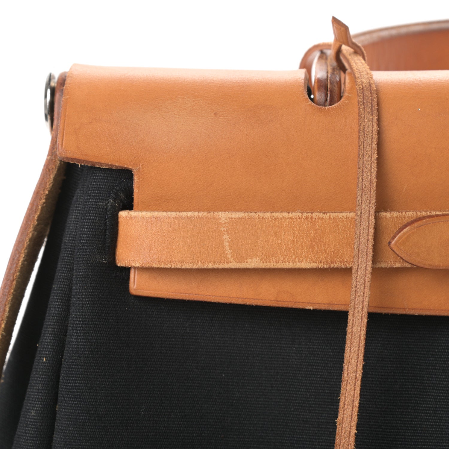 Hermes Toile Vache Calfskin Herbag PM 30 Black Natural 16 of 21