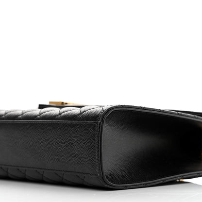 Saint Laurent Grain De Poudre Textured Mixed Matelasse Large Triquilt Monogram Satchel Black 10 of 15